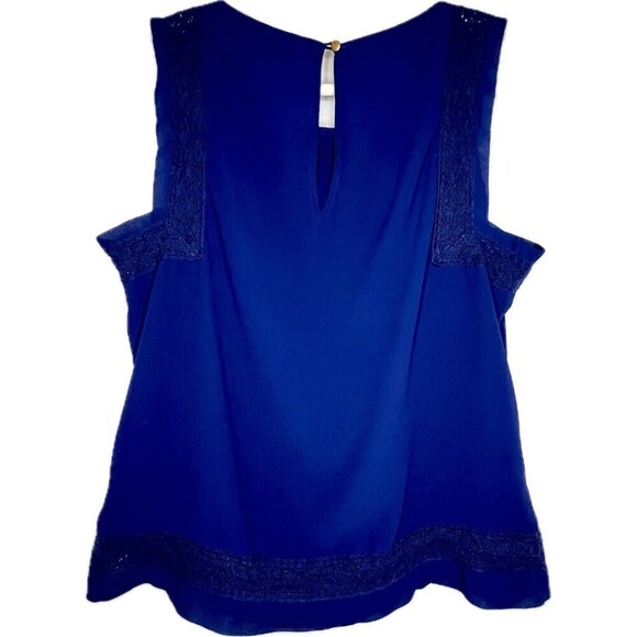 Naked Zebra Royal Blue Top W/ Embroidery & Lace Details, Key Hole Closure, Large - Picture 4 of 13